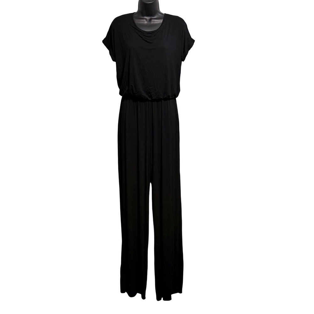 Beeson River Women's Black Short Sleeve Wide Leg Cowl Back Jumpsuit Sz S NWT